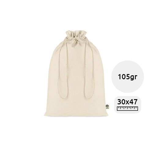 Sacca regalo grande in cotone biologico con chiusura coulisse 30x47cm da 105gr