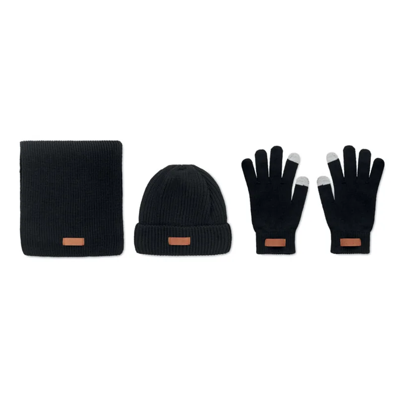 Set invernale Include berretto in RPET, sciarpa e guanti tattili