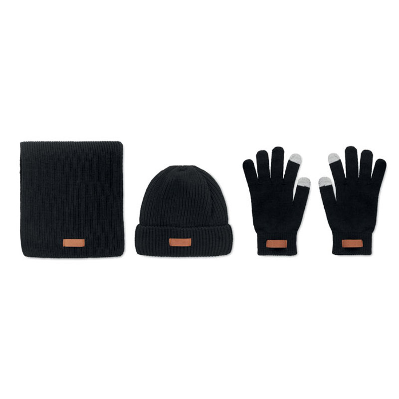 Set invernale Include berretto in RPET, sciarpa e guanti tattili