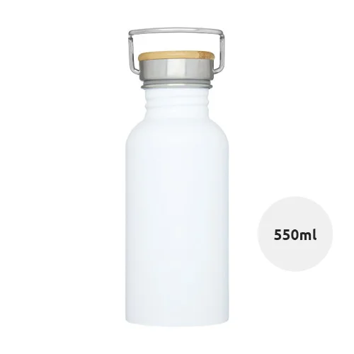 Borraccia in acciaio inossidabile da 550 ml con tappo a vite in bambù 