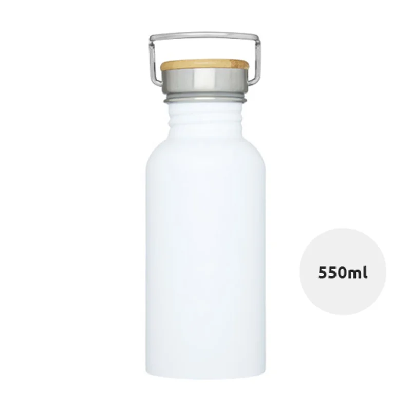 Borraccia in acciaio inossidabile da 550 ml con tappo a vite in bambù 