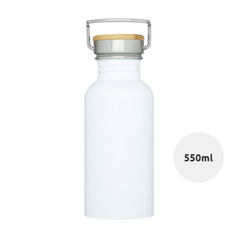 Borraccia in acciaio inossidabile da 550 ml con tappo a vite in bambù