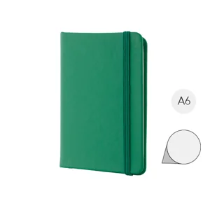 Block Notes A6 con copertina rivestita in pelle PU e 100 fogli neutri e con elastico e segnapagine in coordinato