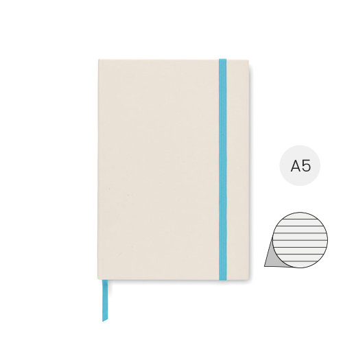 Block note A5 con copertina rigida 70% di cartone del latte riciclato e il 30% di carta riciclata 80 fogli a righe elastico e segnalibro