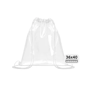 Sacca con chiusura a coulisse trasparente in EVA e PVC 36x40cm