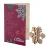 Biglietto di auguri Natalizio in carta con grafica personalizzata e puzzle legno