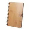 Block notes A5 con copertina bambù rilegatura a aspirale e 80 fogli a righe in carta riciclata