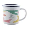 Tazza vintage in ceramica con rifinitura colorata sul bordo ideale per sublimazione 300ml