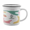 Tazza vintage in ceramica con rifinitura colorata sul bordo ideale per sublimazione 300ml