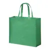 Shopper in RPET a soffietto con finitura laminata in diverse colorazioni con mainici lunghi da 105gr 42x35x15cm