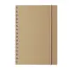 Block notes A5 a spirale con copertina in cartoncino riciclato ed elastico in gomma con 80 fogli a righe