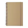 Block notes A5 a spirale con copertina in cartoncino riciclato ed elastico in gomma con 80 fogli a righe