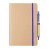 Block notes A5 in cartone riciclato con fogli neutri e penna a sfera refill blu