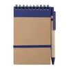 Block Notes B7  in carta riciclata e 70 fogli a righe e penna in refill blu