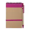 Block Notes B7  in carta riciclata e 70 fogli a righe e penna in refill blu
