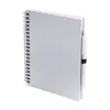 Block notes A5 a spirale con 70 fogli neutri e penna a sfera in carta riciclata refill blu