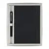 Set block notes A5 in finta pelle con fogli neutri e penna abbinata refill blu in scatola regalo