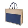 Borsa spiaggia in juta con manici in cotone e tasca frontale 44×35×15cm