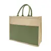 Borsa spiaggia in juta con manici in cotone e tasca frontale 44×35×15cm