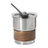 Tazza inox riciclato a parete singola con presa in legno di noce cannuccia e coperchio da 260ml