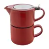 Set da tè in ceramica con finitura opaca composta da teiera e tazza