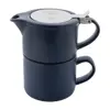 Set da tè in ceramica con finitura opaca composta da teiera e tazza