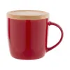 Tazza in ceramica colorata di alta qualità da 335ml con interno bianco sottobicchiere coperchio in bambù