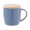 Tazza in ceramica colorata di alta qualità da 335ml con interno bianco sottobicchiere coperchio in bambù