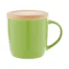 Tazza in ceramica colorata di alta qualità da 335ml con interno bianco sottobicchiere coperchio in bambù