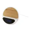 Sveglia con caricatore wireless 15W in ABS riciclato e corpo in bambù con supporto per telefono cellulare