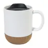 Tazza in ceramica con base in sughero coperchio in PP finitura esterna opaca ed interna lucida confezione in cartoncino kraft 325ml
