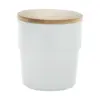 Tazza senza manico in ceramica colorata finitura esterna opaca interna lucida coperchio bambù da 240ml