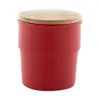 Tazza senza manico in ceramica colorata finitura esterna opaca interna lucida coperchio bambù da 240ml