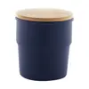 Tazza senza manico in ceramica colorata finitura esterna opaca interna lucida coperchio bambù da 240ml