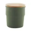 Tazza senza manico in ceramica colorata finitura esterna opaca interna lucida coperchio bambù da 240ml