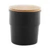 Tazza senza manico in ceramica colorata finitura esterna opaca interna lucida coperchio bambù da 240ml