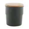 Tazza senza manico in ceramica colorata finitura esterna opaca interna lucida coperchio bambù da 240ml