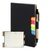 Block notes copertina in pelle PU riciclata fogli a righe segna pagine e penna refill blu