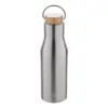 Borraccia doppia parete in acciaio inox riciclato con coperchio in bambù e manico 500ml