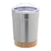 Tazza termica in acciaio inox riciclato da 300ml con base in bambù e coperchio in plastica AS 
