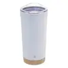 Tazza termica da 600ml in acciaio inox riciclato con base in bambù e coperchio in plastica AS
