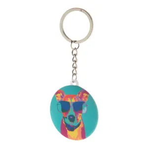Portachiavi in microfibra RPET a bottone con stampa sublimazione ø44 mm