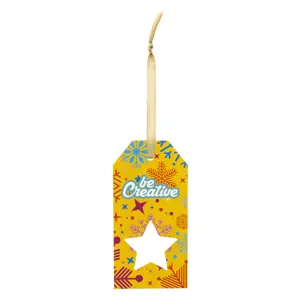 Etichetta natalizia personalizzata in cartoncino e nastro dorato