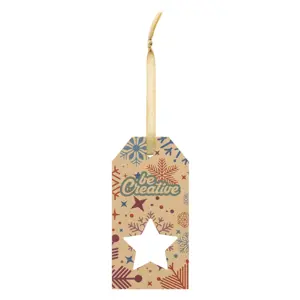 Etichetta natalizia personalizzata in carta kraft e nastro dorato