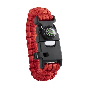 Bracciale sopravvivenza in paracord di nylon con bussola fischietto e pietra focaia 255×34×11 mm