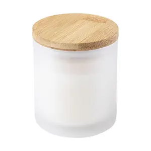 Candela profumata alla vaniglia in vaso di vetro con coperchio in bambù