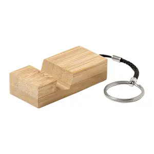 Portachiavi con supporto per il cellulare in bambù