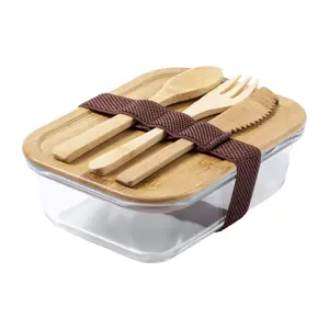 Porta pranzo in vetro e bambù con posate da 500ml