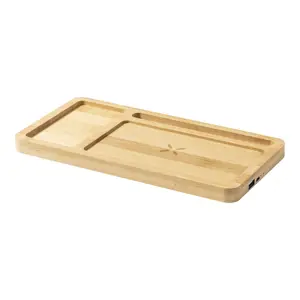 Organizer portacellulare in bambù con caricabatterie wireless 15W