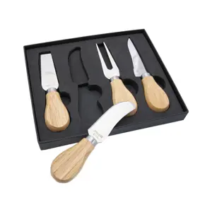 Set coltelli da formaggio con manico legno in confezione nera